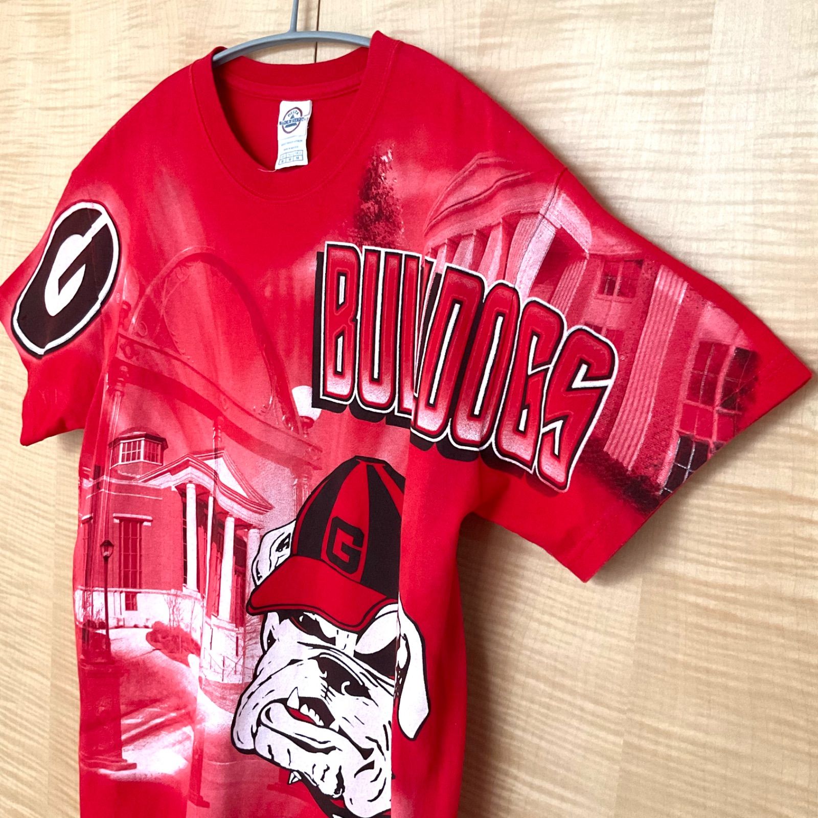 ジョージア　Tシャツ US古着 アメフト ジョージア大 ブルドッグス 両面プリント半袖t