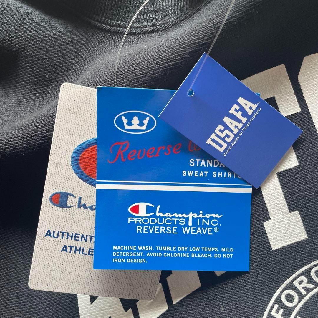 新品 25年秋冬 青単色タグ チャンピオン リバースウィーブ USAFA 黒