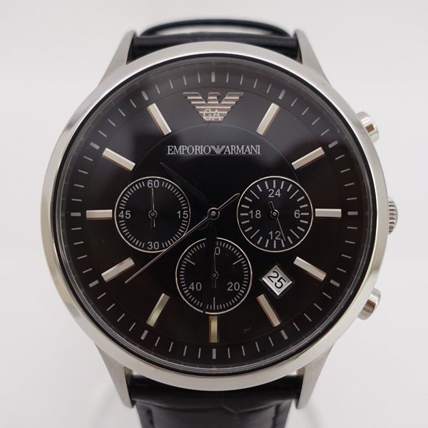EMPORIO ARMANI | エンポリオアルマーニ ◆クロノグラフ デイト クォーツ レザーベルト AR-2447 メンズ|MEN|男性|ボーイズ|紳士 腕時計|うでとけい|ウォッチ|Watch クォーツ ブランド