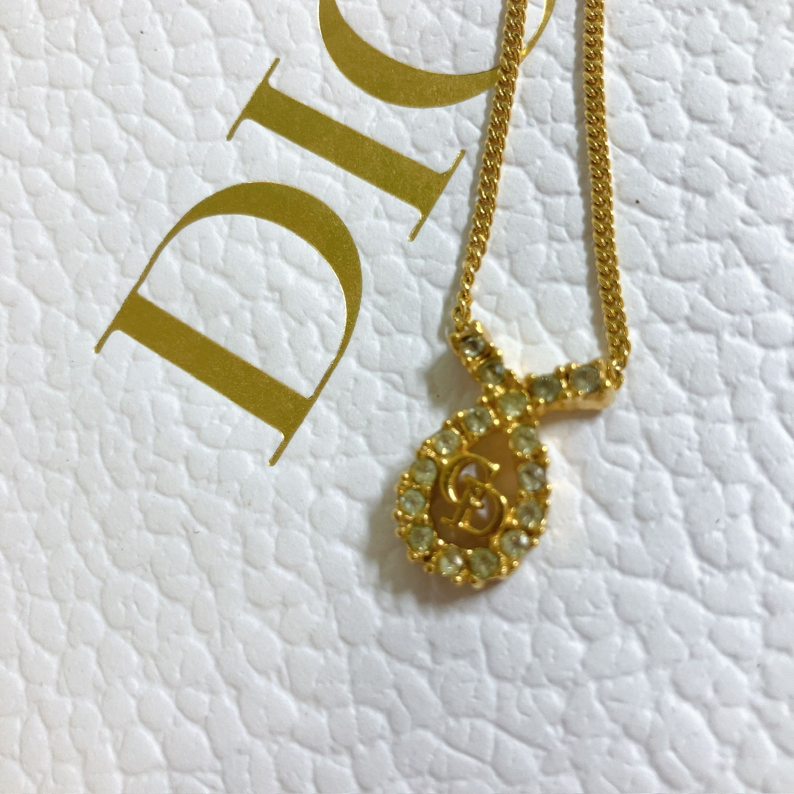 クリスチャンディオール Dior ヴィンテージ 涙型ストーン ネックレス 