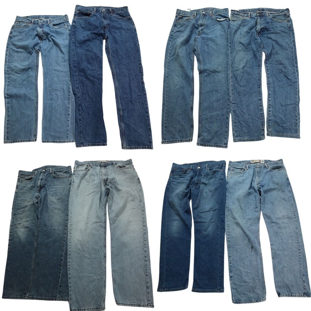 古着卸 まとめ売り リーバイス 505 デニム パンツ 8枚セット メンズ 36 |38 インディゴブルー ライトブルー フェード 古着 NC1285