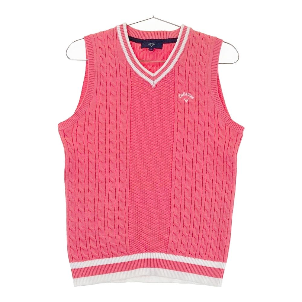 サイズ M CALLAWAY キャロウェイ モデル Vネック ニットベスト ピンク系 240101540396 ゴルフウェア レディース ストスト