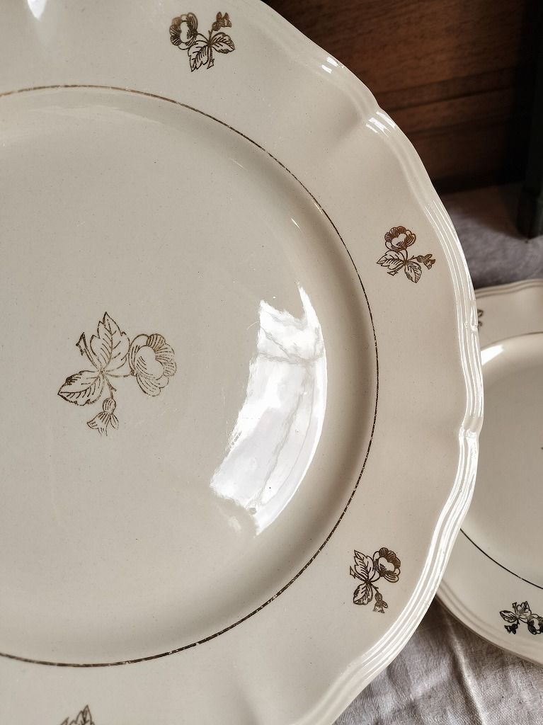 サルグミンヌ Sarreguemines フランス アンティーク 花リム オーバルプレート [EA278] 大皿 ヴィンテージ フランス アンティーク サルグミンヌ Sarreguemines 長方形 皿