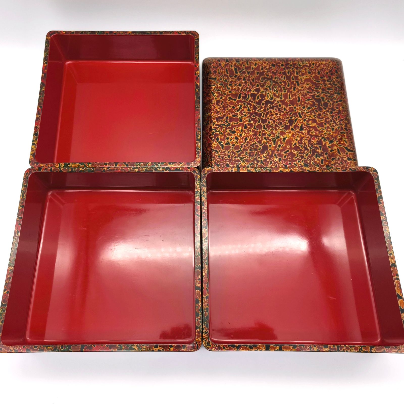 津軽塗 七々子塗 三段重 重箱 未使用 津軽塗 七々子塗 三段