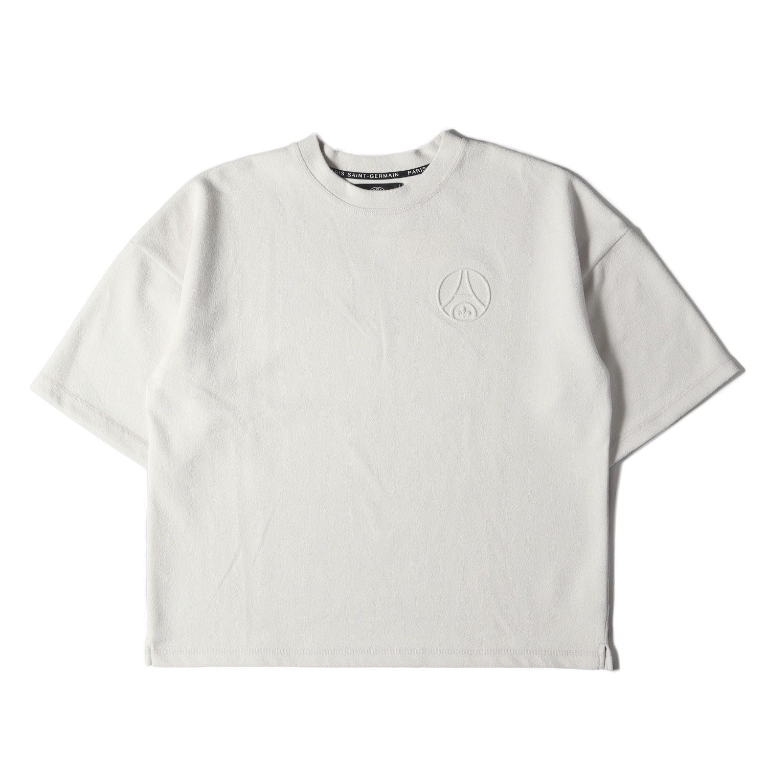 美品 Paris Saint-Germain パリ サンジェルマン Tシャツ サイズ:L 22SS エンボスロゴ オーバーサイズ パイル クルーネック 半袖Tシャツ ライトグレー系 トップス カットソー【メンズ】