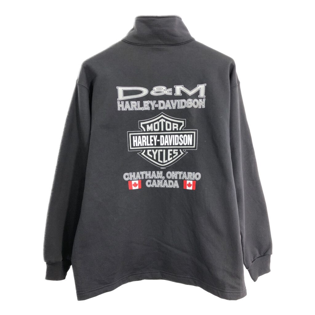 USA製　ハーレーダビッドソン　ハーフジップスウェットトレーナー　L　ブラック HARLEY-DAVIDSON ハーレーダビッドソン】ハーフジップスウェット