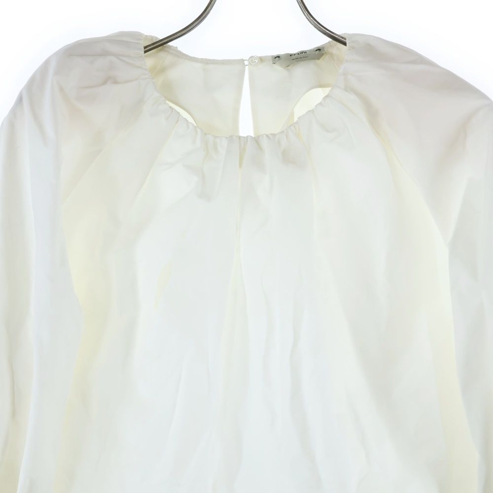  FENDI フェンディ ギャザー フリル クルーネック ロングスリーブ 長袖 プルオーバー ブラウス トップス ホワイト レディース FS 6750 2 ZM 長袖 シャツ ブラウス