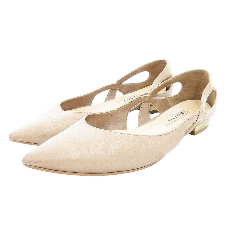 DIANA ベージュ ポインテッドトゥ パンプス ダイアナ DIANA U41296 パンプス フラットシューズ ポインテッドトゥ