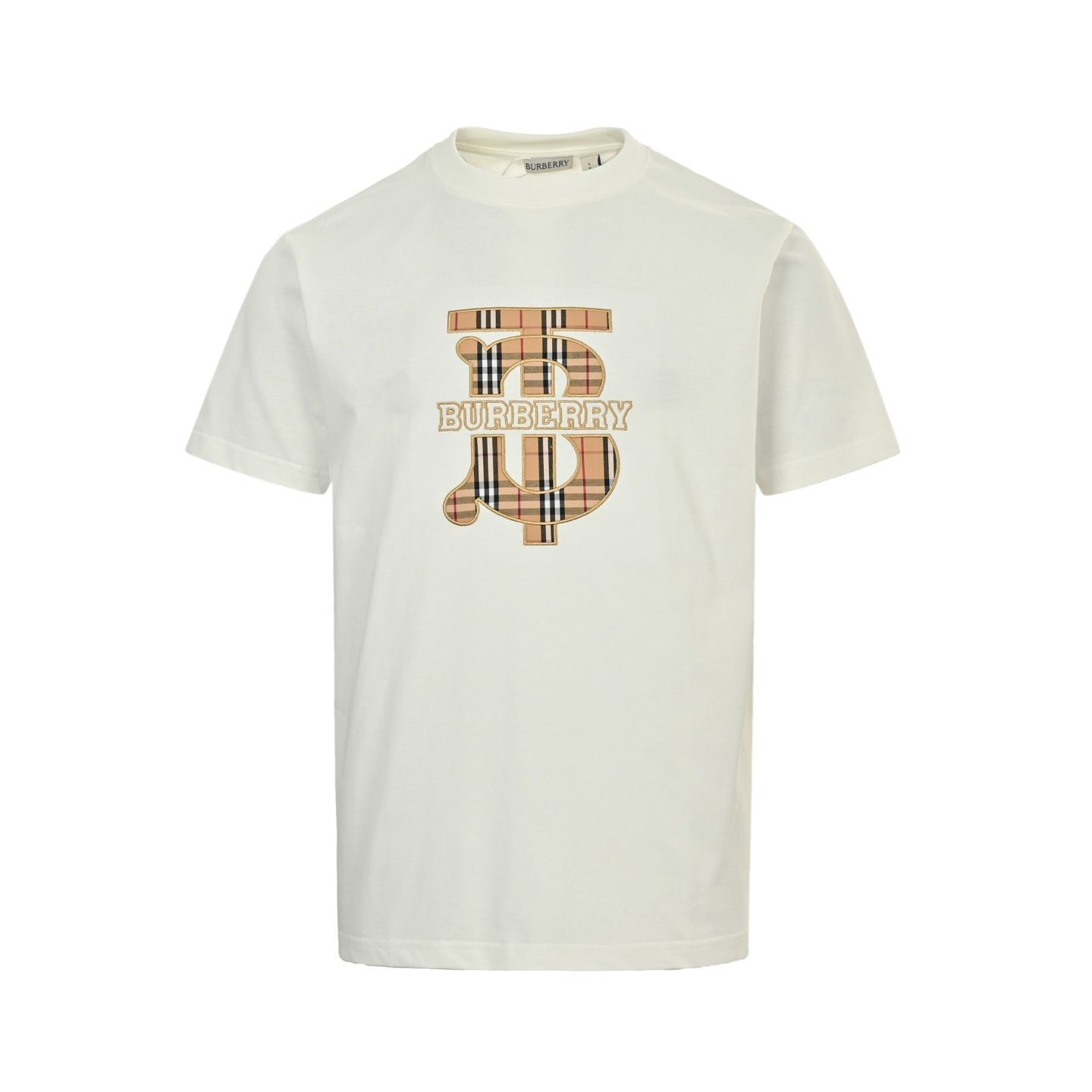 今日WTO】Burberry 25ss チェック TB テープ刺繍文字半袖 -JY33