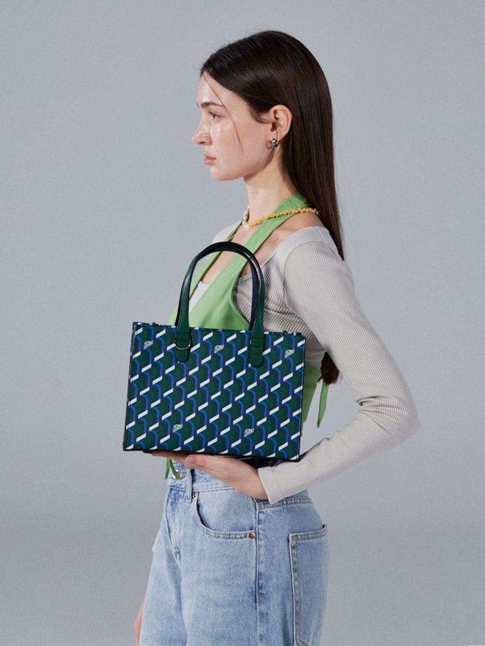 3】ROSA.K CABAS MONOGRAM DAY TOTE BAG BLUE MOUNTAIN sizeSM
