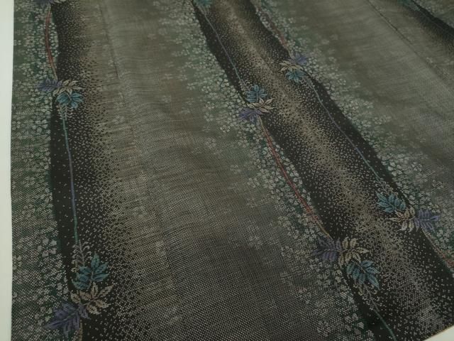 平和屋着物○本場大島紬 9マルキ 古代染色純泥染 草花間道 カネトク  