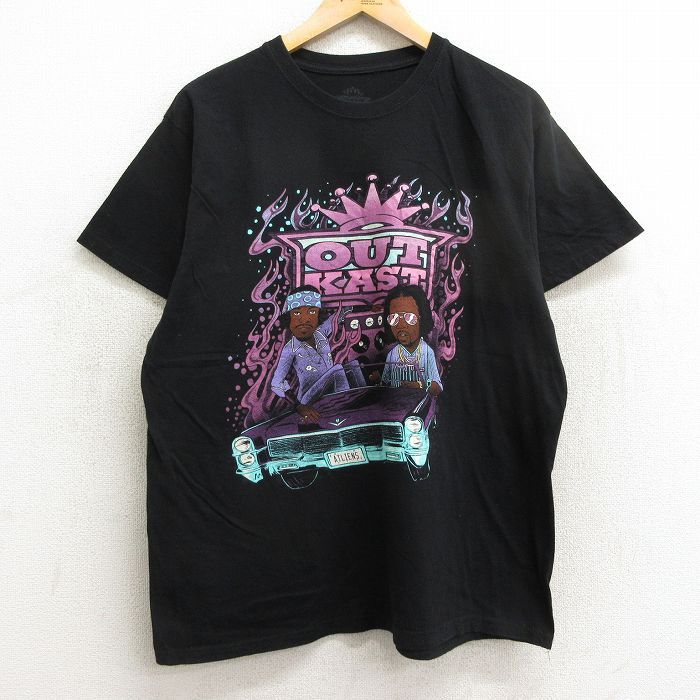 XL/古着 半袖 ヒップホップ ラップ Tシャツ メンズ アウトキャスト コットン クルーネック 黒 ブラック 24apr04 中古