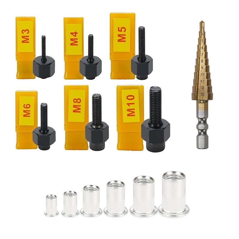 EROSHAK ハンドリベッターセット M3/M4/M5/M6/M8/M10 ネジき ナット リベット イン60pcsリベットナット (アルミリベットナット) 0