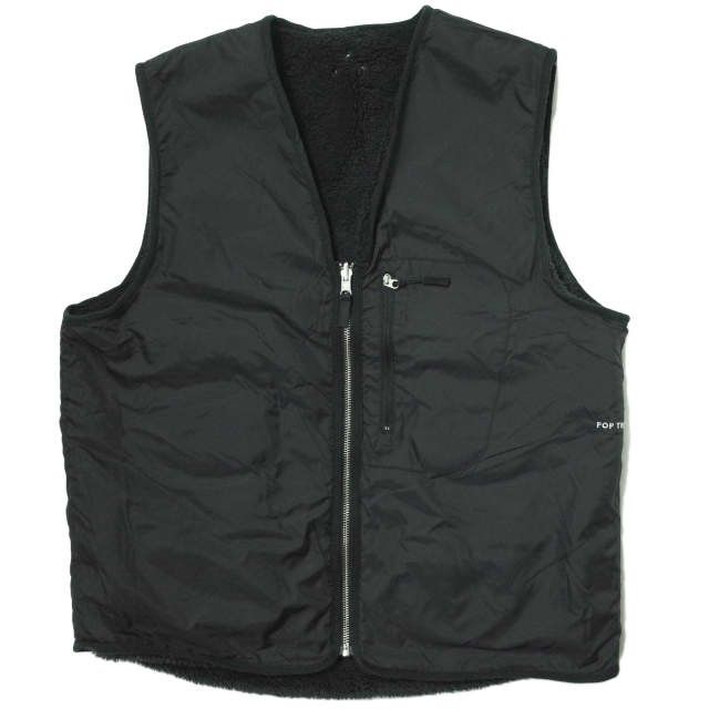 POP TRADING COMPANY ポップトレーディングカンパニー HAROLD REVERSIBLE VEST ボアリバーシブルベスト L ブラック ジレ トップス g16672