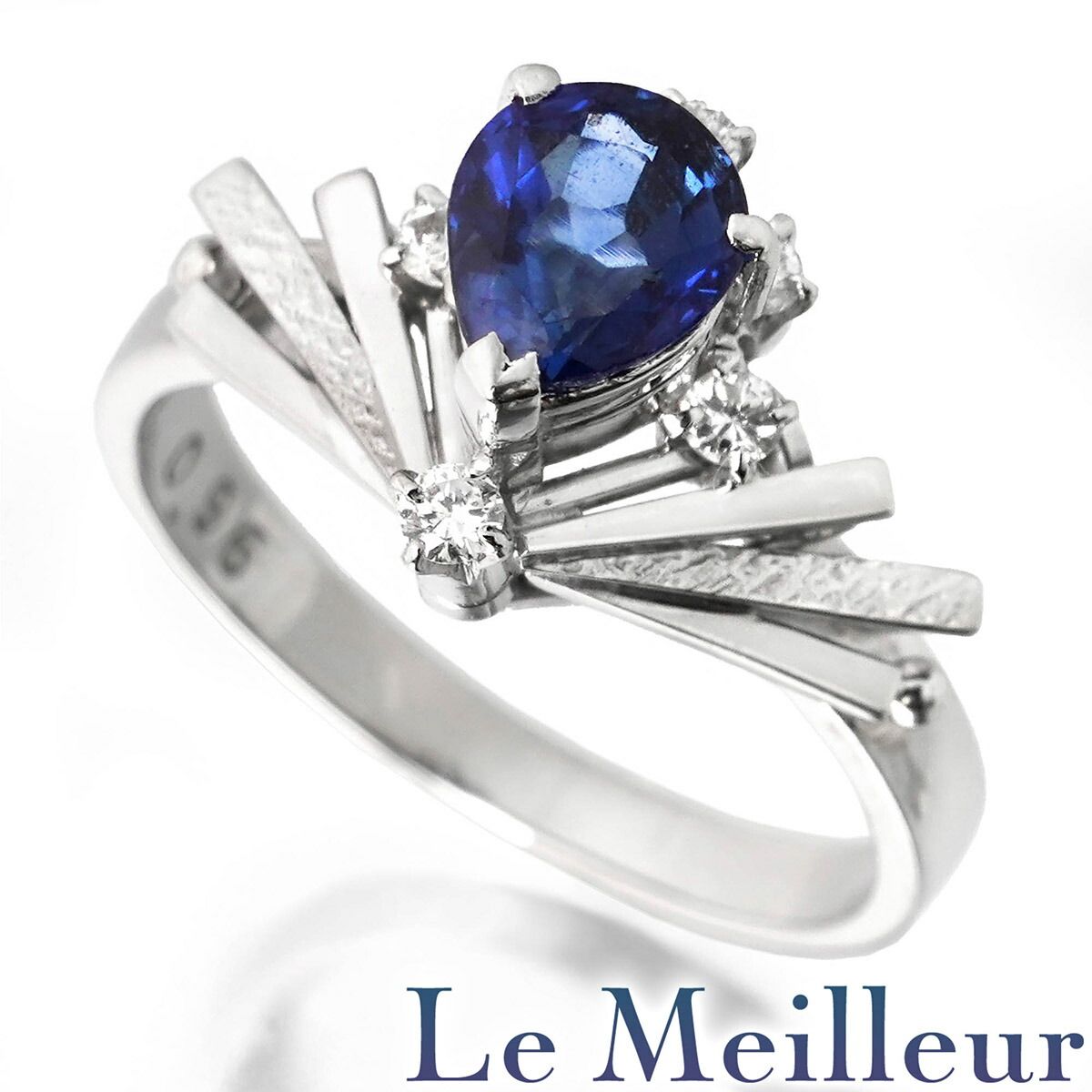 ブルーサファイア 0.96ct ダイヤモンド プラチナ Pt900 リング 指輪 7 