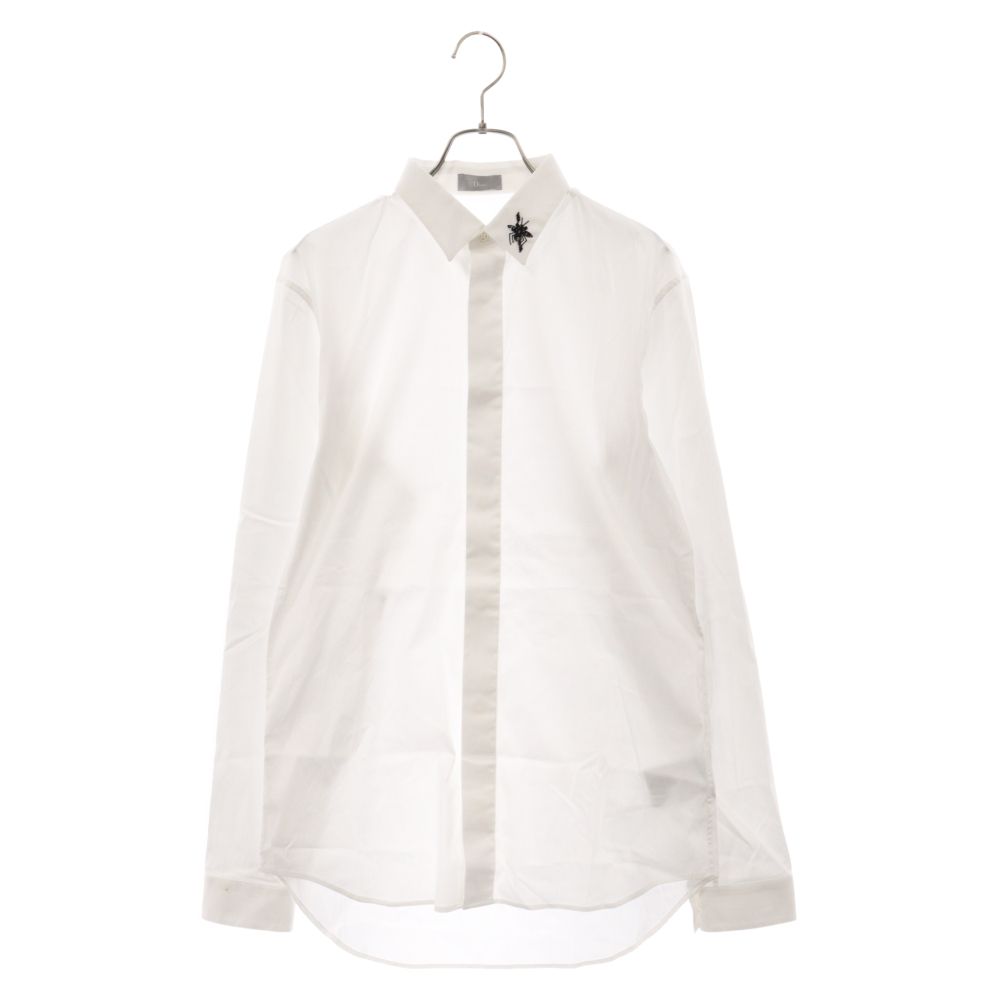Dior HOMME (ディオールオム) 14AW ビジューデザイン 比翼ボタン 長袖シャツ ホワイト 433C529W1535