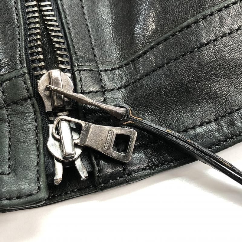 【中古】COACH レザージャケット L ブラック コーチ[10]