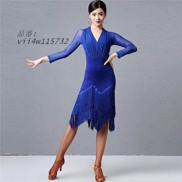 コレクション ラテン衣装 社交ダンス ラテンドレス 七分袖 ワンピース