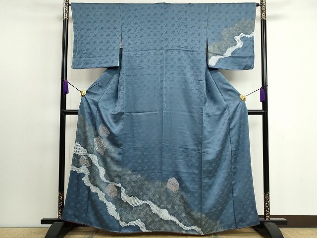平和屋着物□訪問着 絞り スワトウ刺繍 道長花唐草文 逸品 未使用 