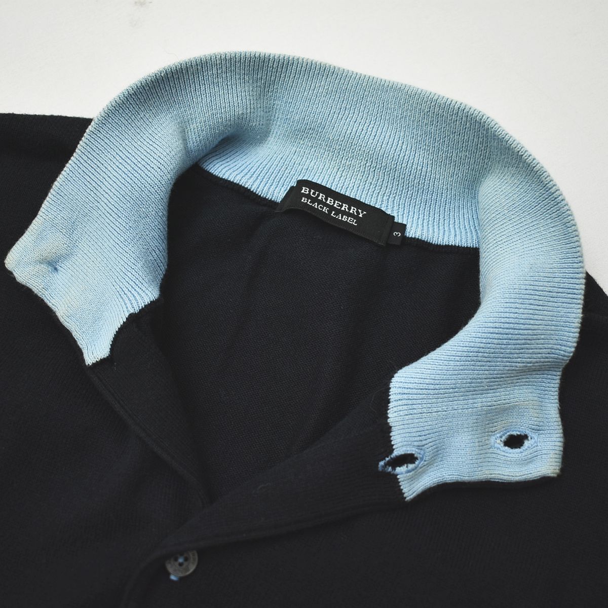BURBERRY BLACK LABEL」 刺繍ニットカーディガン 3 グレー メンズ 