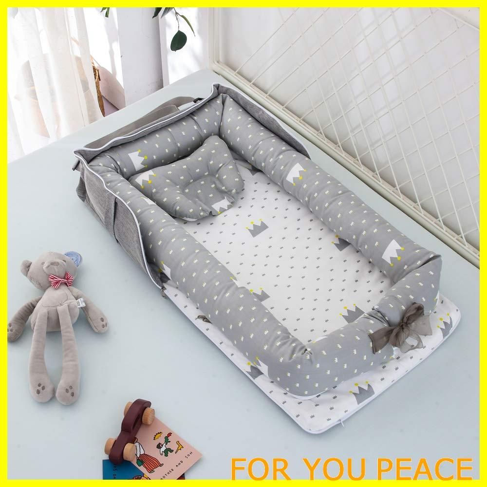 Luddy ベビーベッド 新生児 枕付き ベッドインベッド 折りたたみ式 携帯型ベビーベッド 添い寝 ポータブル 出産祝い 通気性 洗濯 0-24ヶ月