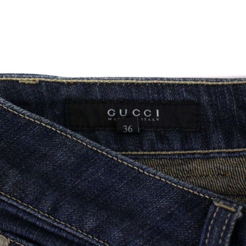 グッチ GUCCI クロップドパンツ デニムパンツ ジーンズ ジップフライ  