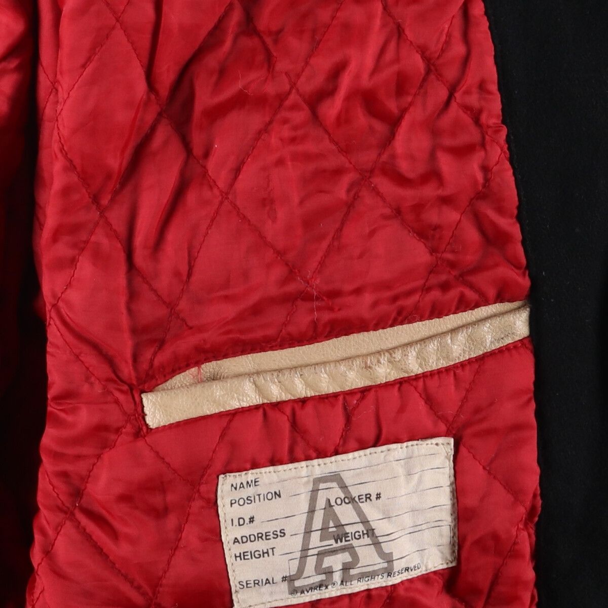 90年代ヴィンテージ！キングサイズ2XL！アヴィレックス襟ボアナイロンスタジャン 古着 90年代 アヴィレックス AVIREX 襟付き 中綿入り 袖革ウール