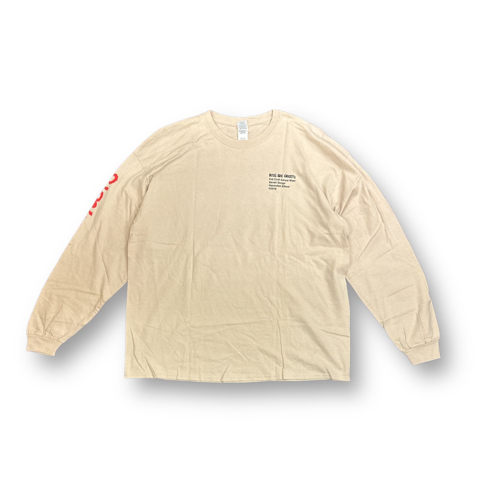 KANYE WEST × KID CUDI KIDS SEE GHOSTS ALBUM MERCHANDISE L/S Tshirt  キッズシーゴーストアルバムマーチャンダイズエルスティー カニエウェスト キッドカディ コラボ ベージュ系 XXL 66257A