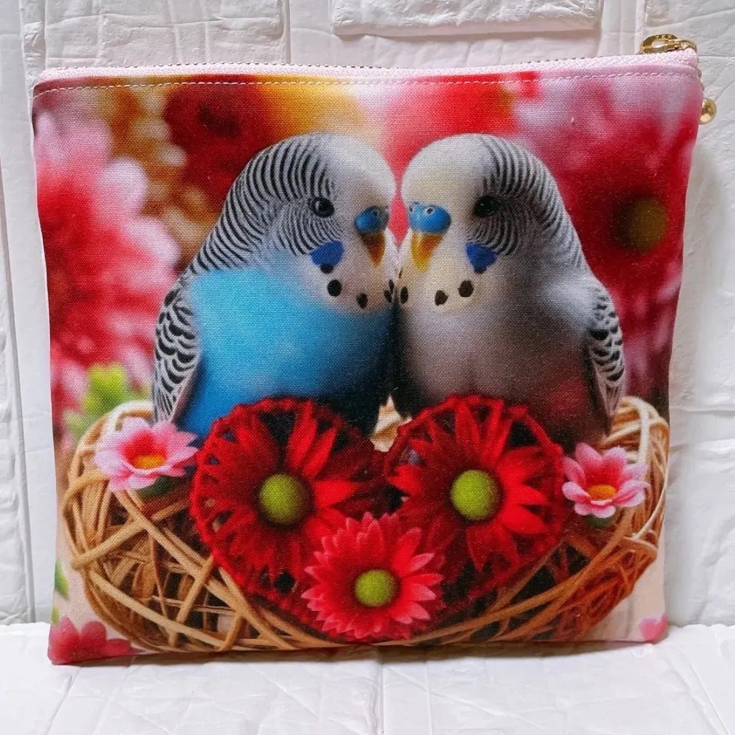 フラットポーチ ファスナーポーチ ハンドメイド 両面パネル生地