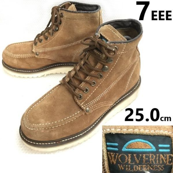 WOLVERINE WILDERNESS|ウルヴァリン 本革|ワーク|ショートブーツ 7|25.0EEE|brown|茶 ミリタリー|Shoes|boots|1000 MILE◆bZ-182<sale>