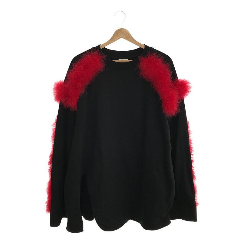 DRIES VAN NOTEN - 【美品】  DRIES VAN NOTEN / ドリスヴァンノッテン | ファートリミング スウェット | S | ブラック / レッド | レディース DRIES VAN NOTEN / ドリスヴァンノッテン | ファートリミング