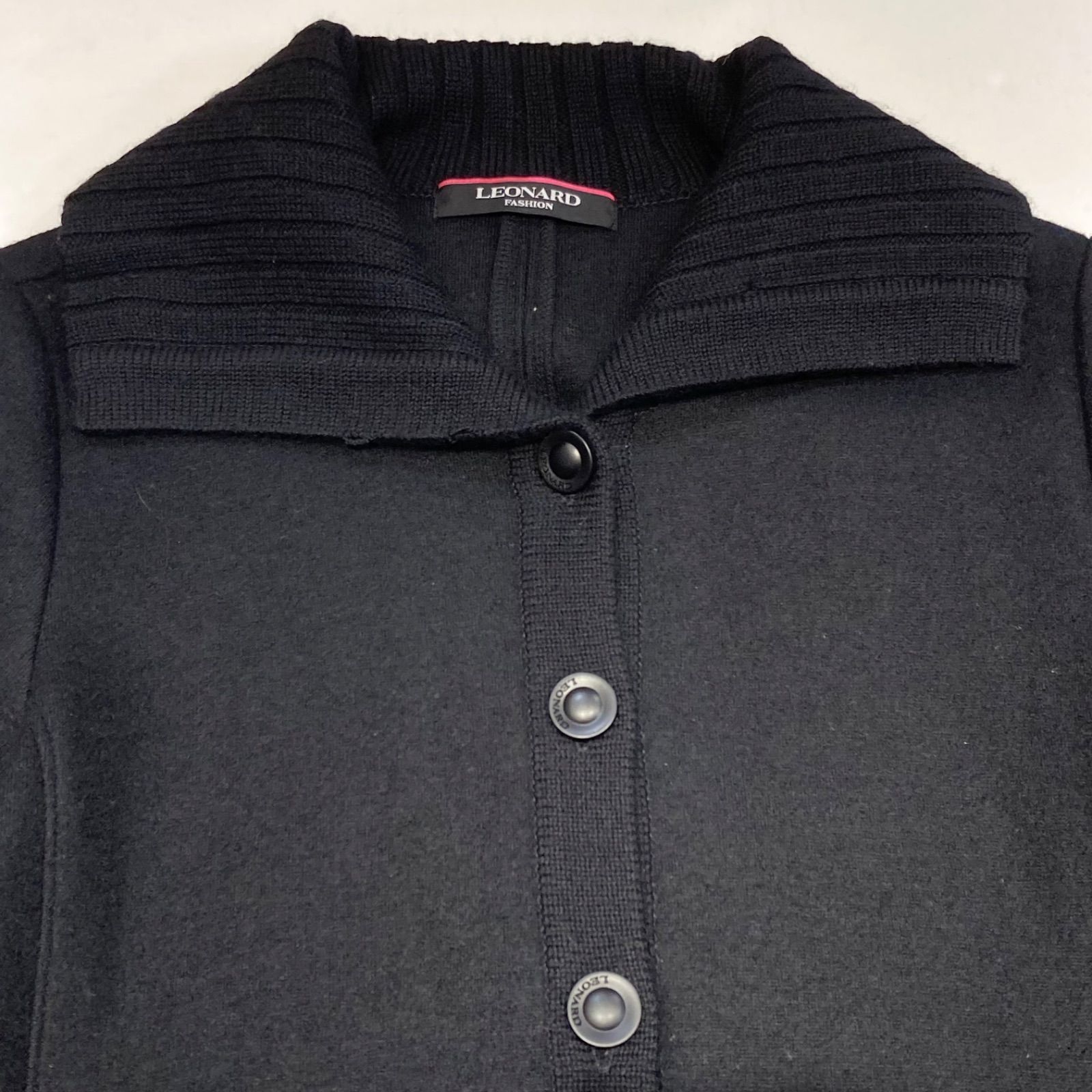LEONARD FASHION レオナール ファッション ウールロングカーディガン
