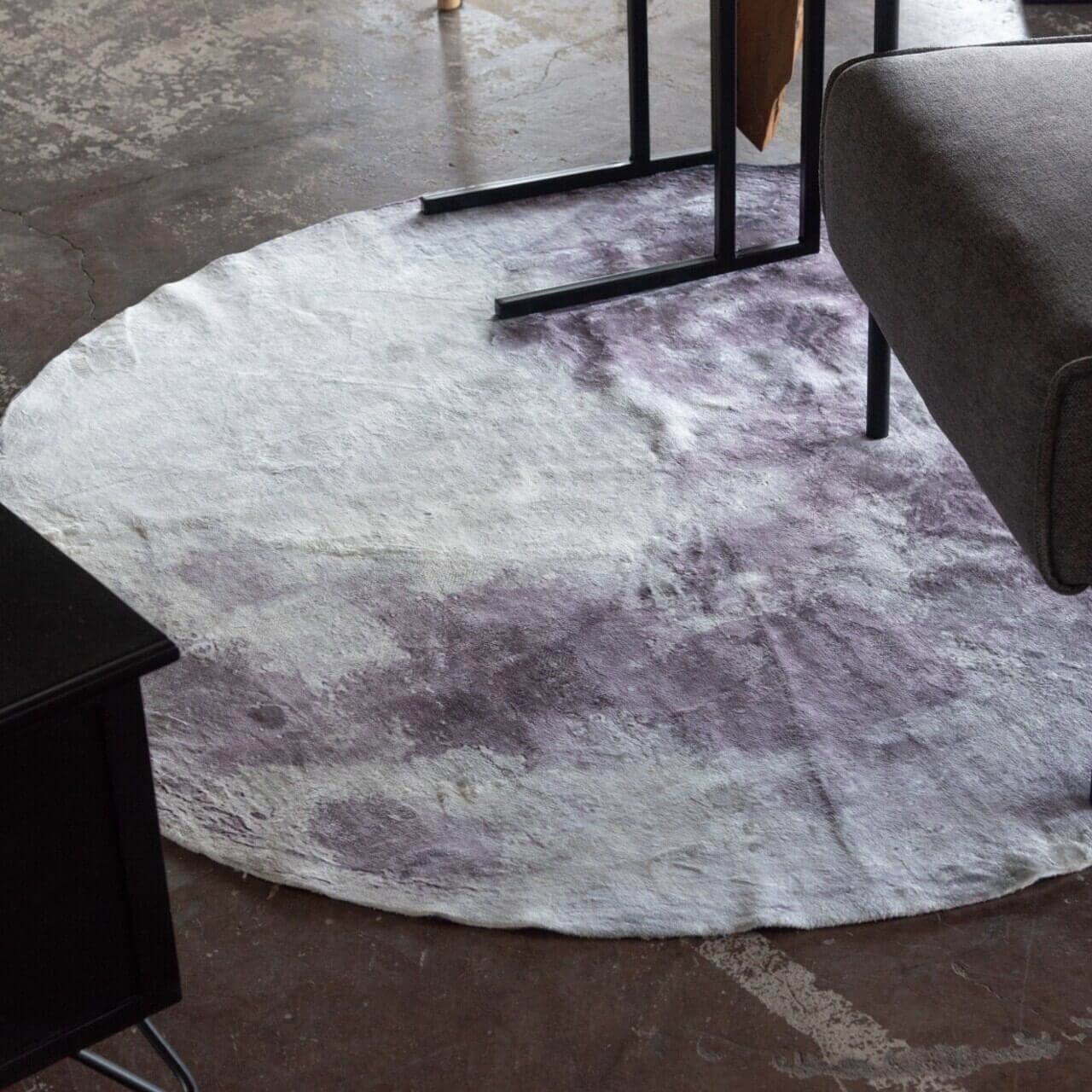 本州送料無料 ラグ ムーン 写真 個性派 リアルプリント ブラック シンプル 滑り止め加工 インテリア 約φ140