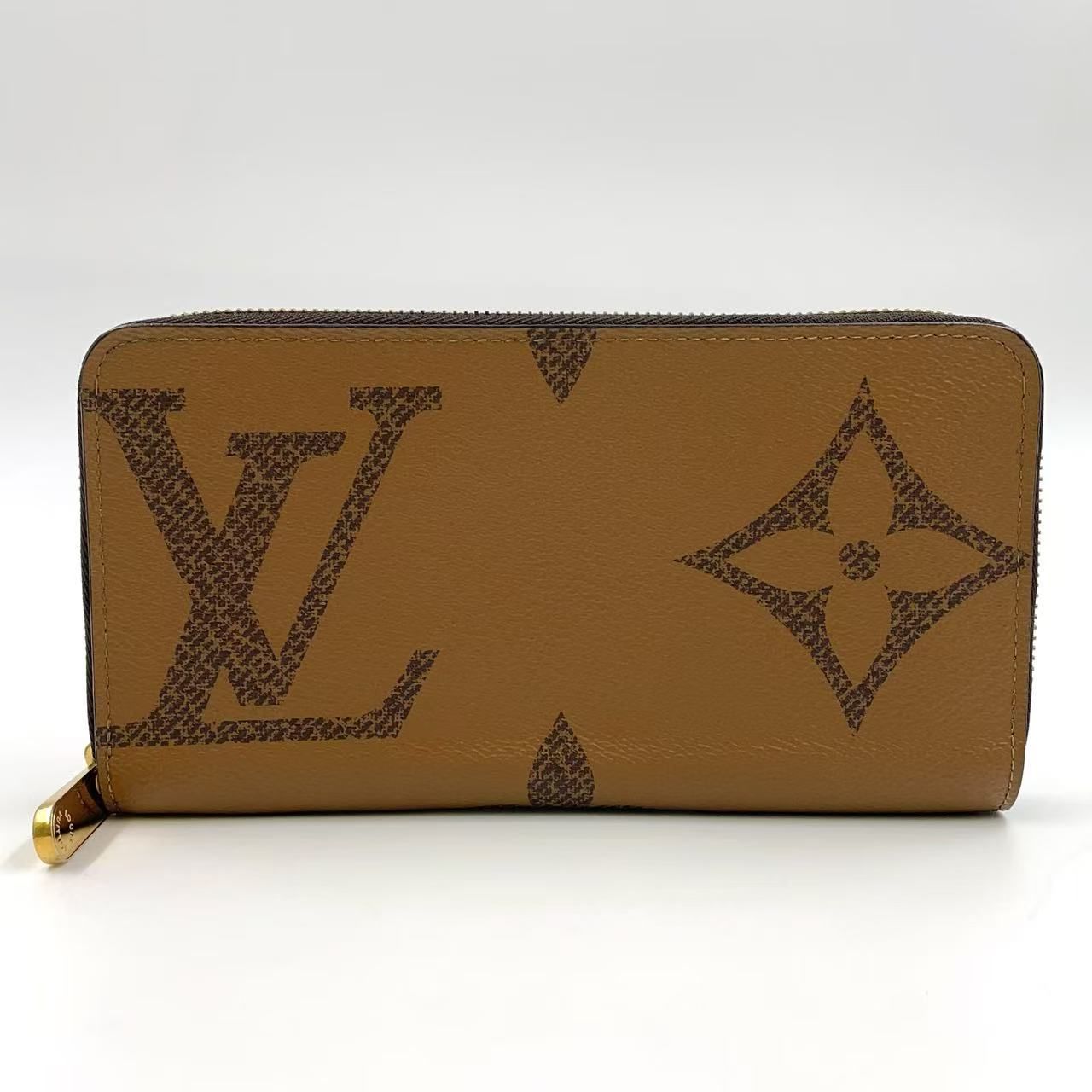 LOUIS VUITTON ジッピーウォレット モノグラムジャイアント モノグラムジャイアント レザー×PVC ライトブラウン ラウンドファスナー長財布 ゴールド M69353