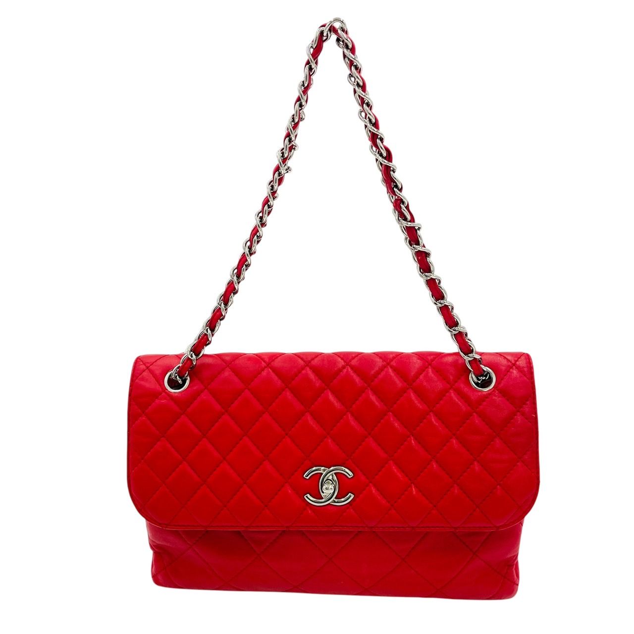 シャネル CHANEL マトラッセ チェーン ショルダーバッグ 赤 レザー レッド レザー 7-4-244