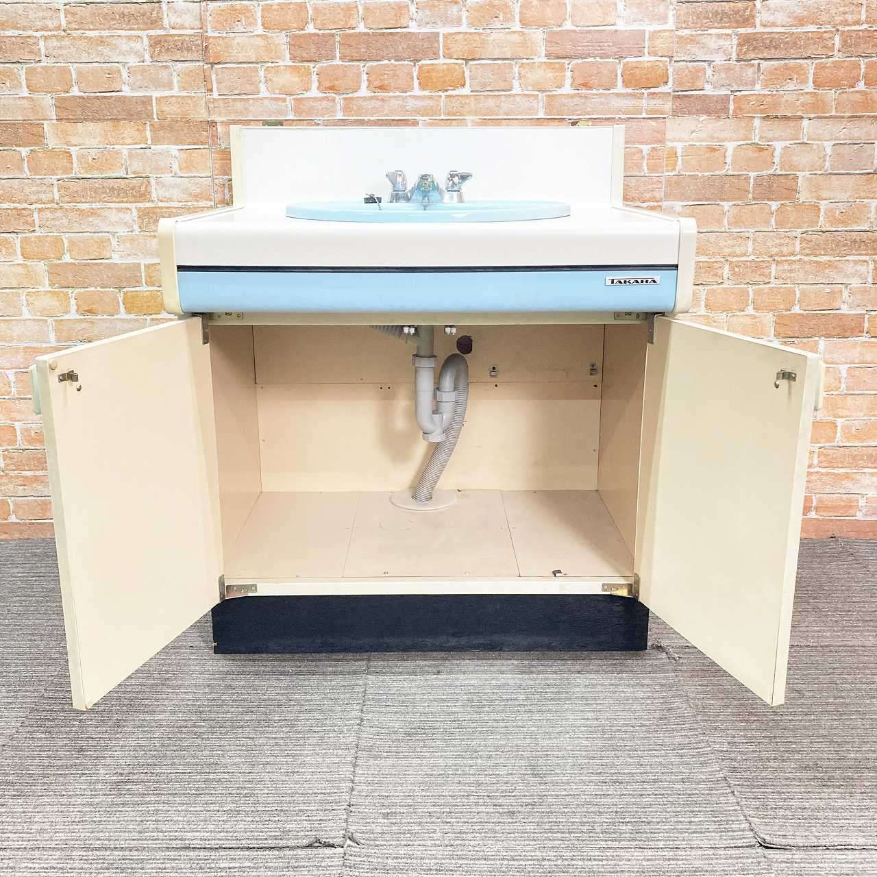 品 レトロ アンティーク タカラ 陶器製 水栓蛇口付き 手洗台 洗面化粧台 幅75cm 750mm 40I