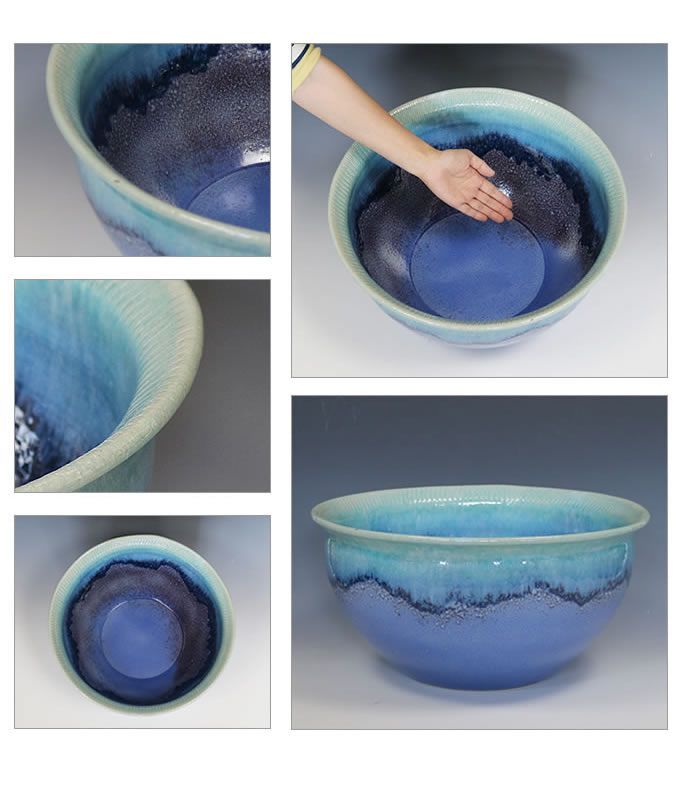 加藤芳州 染付山水 大鉢 共箱共布栞 希少作 繊細な絵付 無形文化 加藤芳州 染付山水 大鉢 共箱共布栞 希少作 繊細な絵付 無形文化