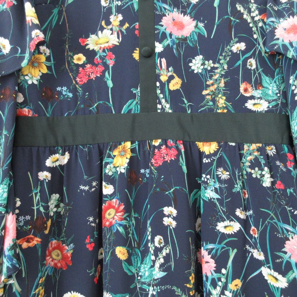 未使用 RUVIE ルビー フラワープリント 長袖 マキシ丈 ペプラム  