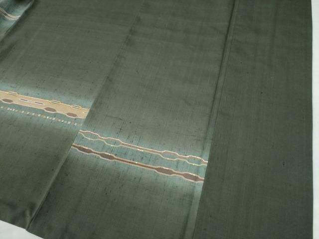 平和屋着物○希少 訪問着 紬地 めがね織 横段文 金糸 ますいわ屋扱い  