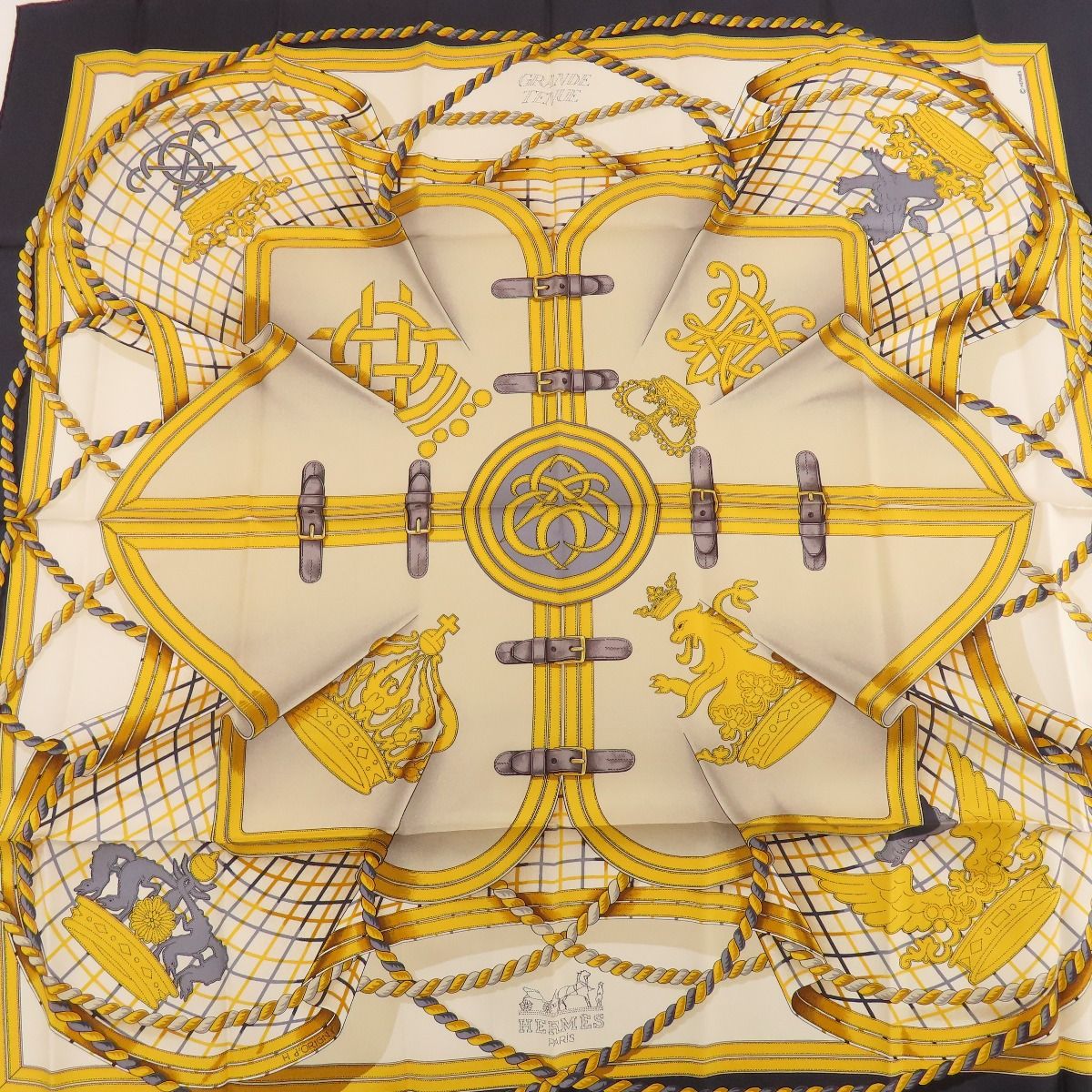 HERMES エルメス カレ90 馬の礼装 GRANDE TENUE タグあり HERMES】エルメス カレ90 GRANDE TENUE 馬の礼装 スカーフ シルク100
