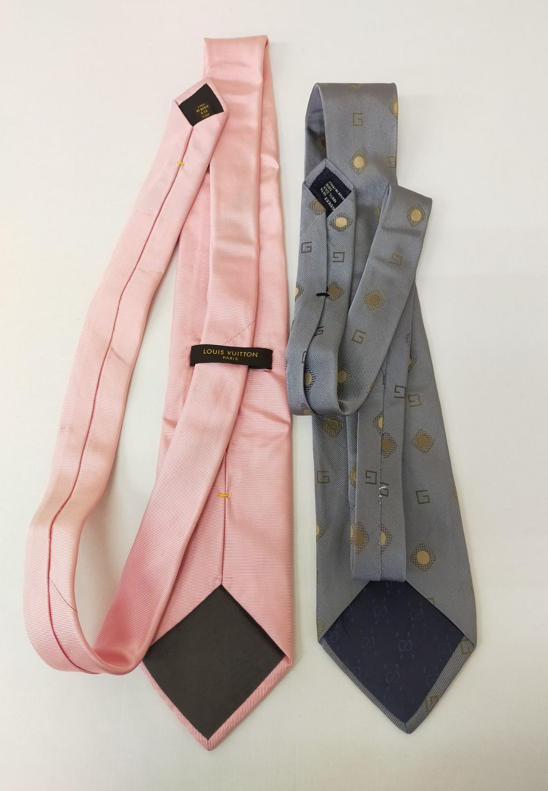 70.ハイブランド ネクタイ2点セット GUCCI LOUIS VUITTON シルク