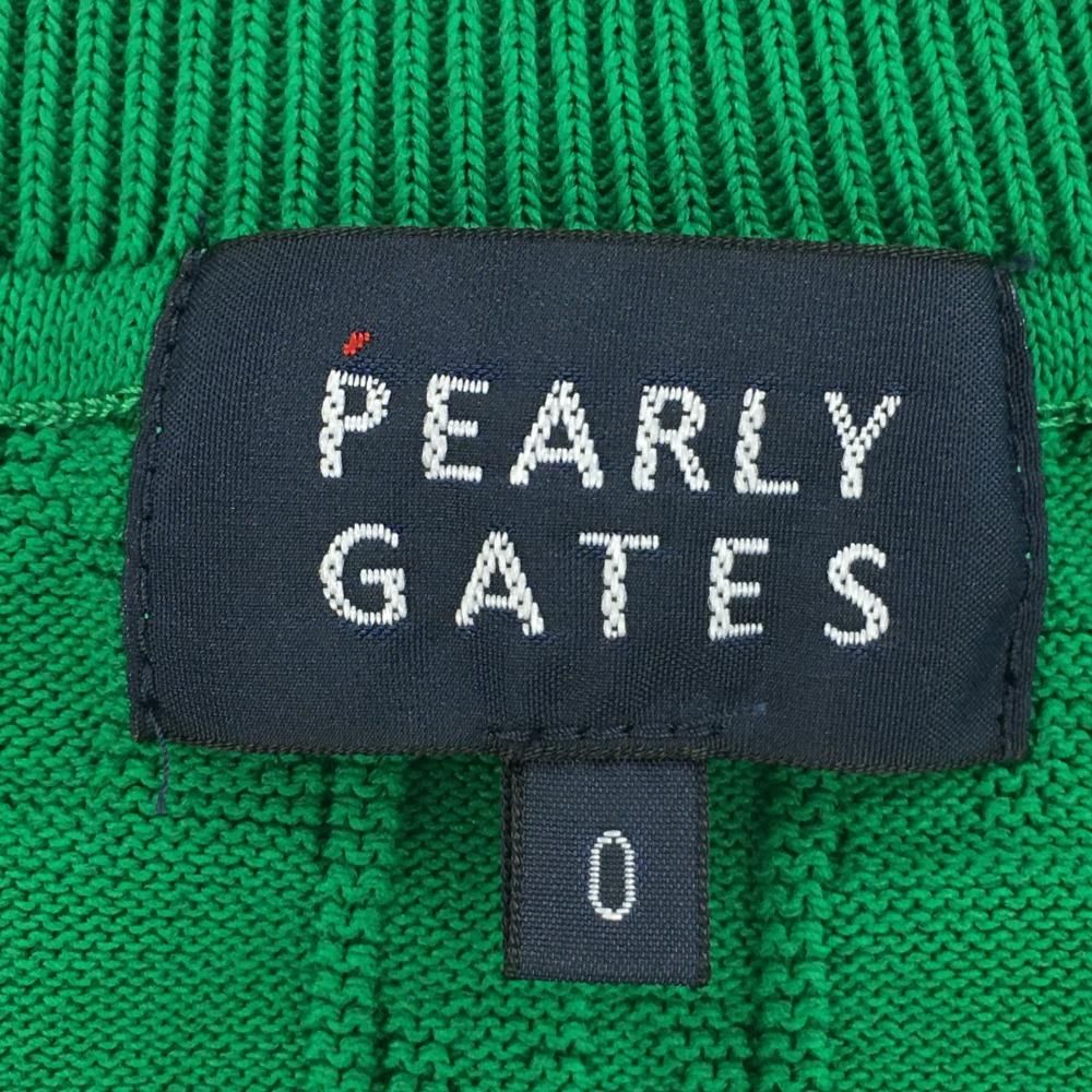 PEARLY GATES - 【超美品】パーリーゲイツ ニットベスト グリーン×白 Vネック ロゴ総柄地模様 レディース 0(S) ゴルフウェア 2023年モデル PEARLY GATES 超美品】パーリーゲイツ ニットベスト グリーン×白 Vネック ロゴ