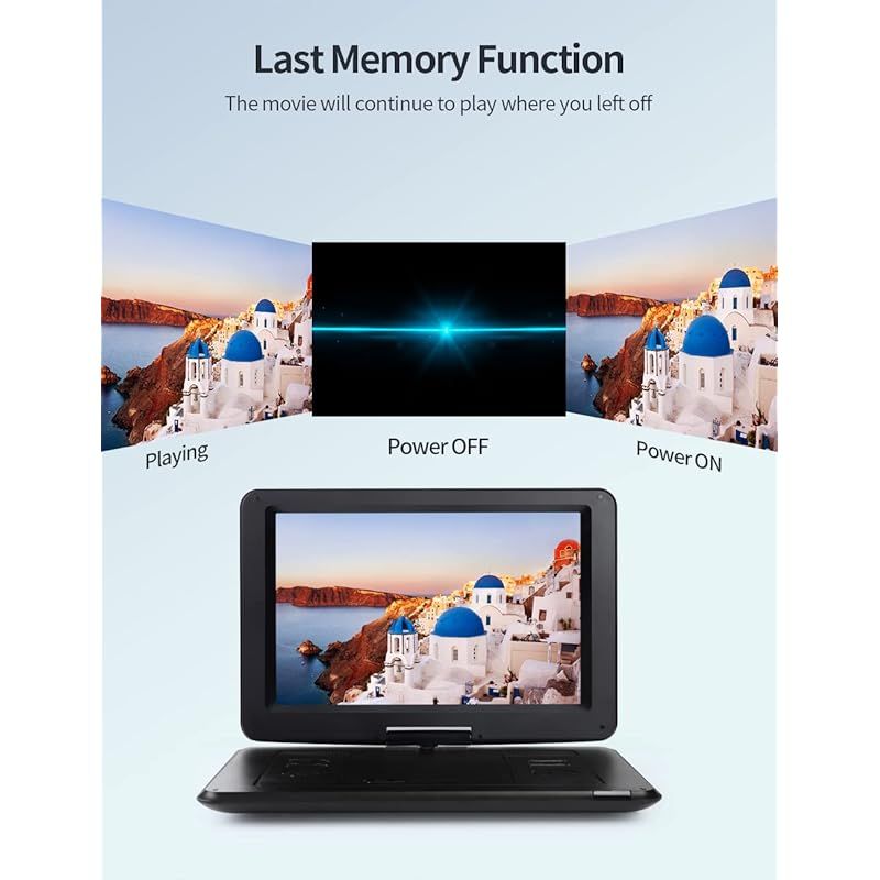 YOTON ポータブルDVDプレーヤー 16.9インチ YOTON DVDビデオプレーヤー 14.1インチHD液晶画面 デュアル高品質アンプ内蔵 4 6時間の長時間再生 270°と180°双方向折りたたみスクリーン 地域制限なし USB SDカード対応 AVイ