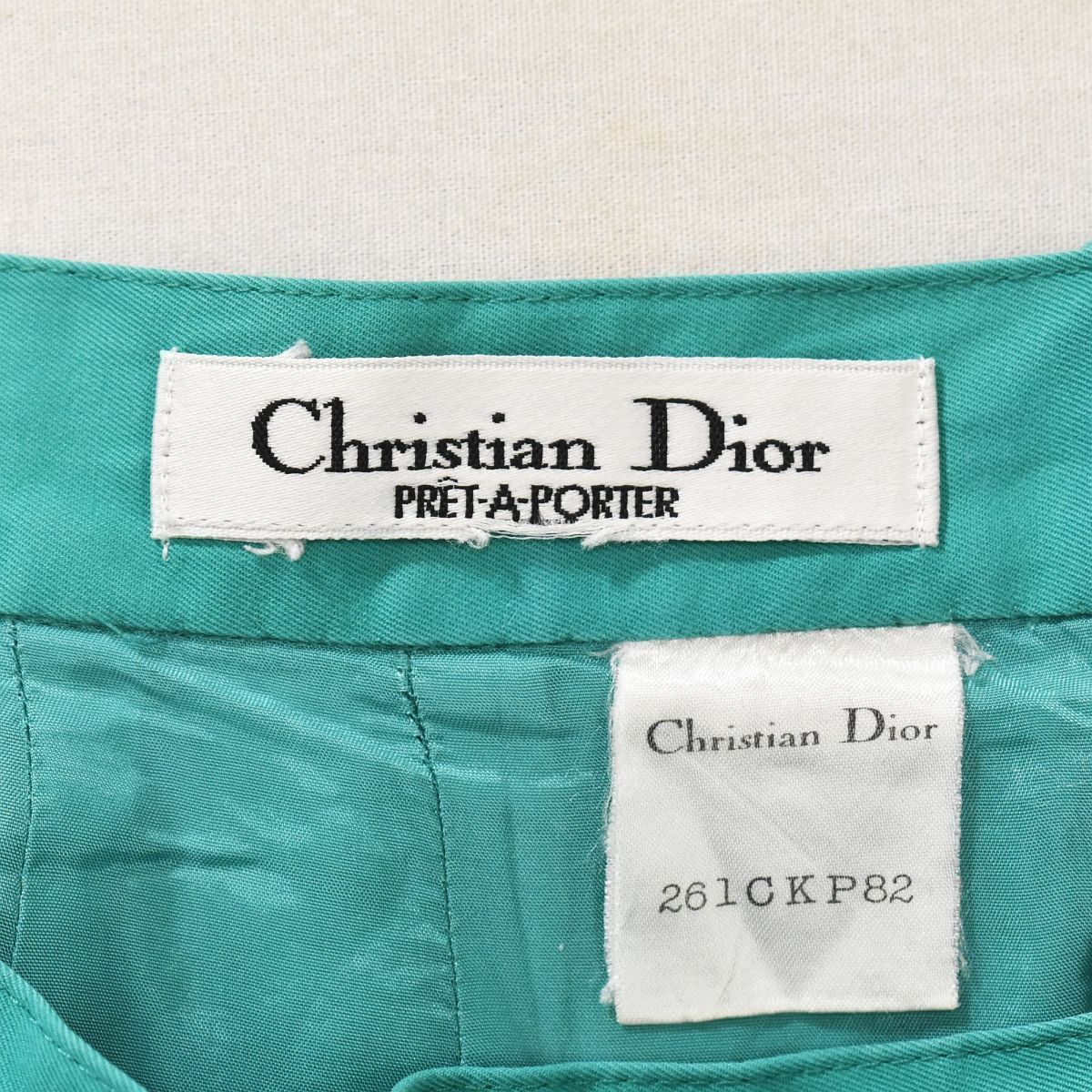 【希少カラー】 クリスチャンディオール ChristianDior ヴィンテージ ミモレ丈 タイトスカート エメラルドグリーン レディース ♪