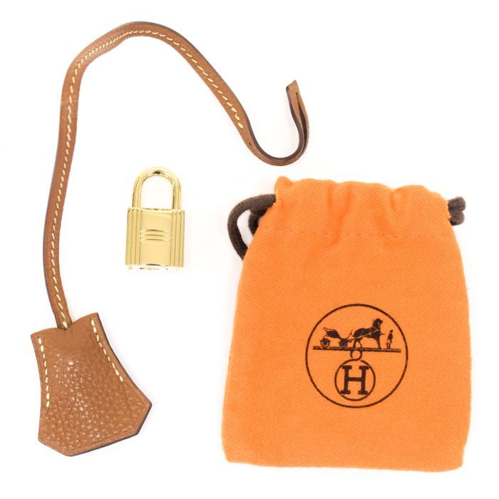 エルメス HERMES クロシェット カデナ キー セット トゴ レザー GD金具 バッグアクセサリー レディース メンズ ゴールド ライトブラウン mbl09009