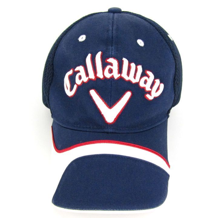 キャロウェイ キャップ 帽子 メッシュ ベルクロ ゴルフ スポーツウエア ブランド メンズ ネイビー Callaway 【中古】