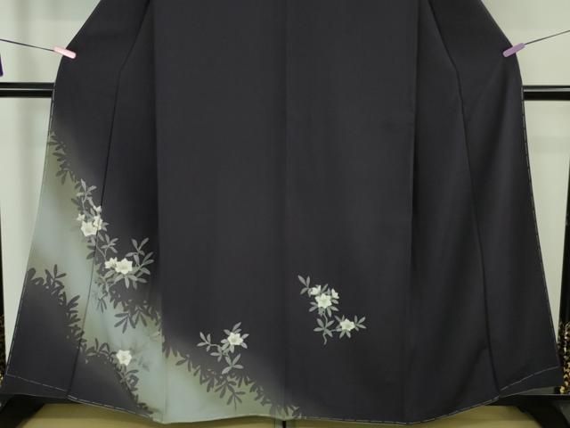 平和屋本店□極上 京都の名門ブランド 銀花仙 訪問着 草花文 濃紫色地