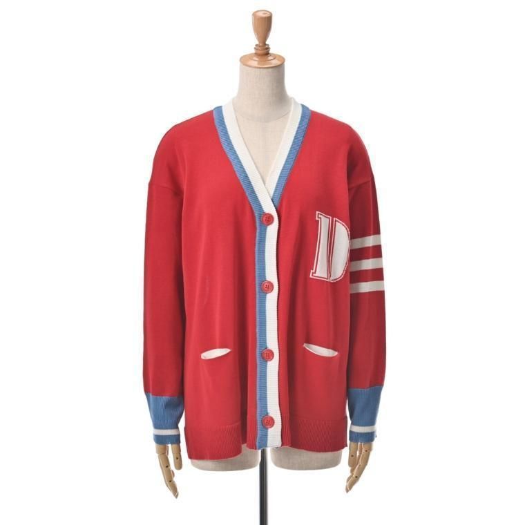 Q4254コ DENIMUS プレッピージャガードニットカーディガン LL