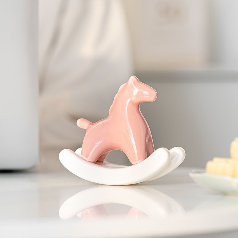 木馬 磁器 テーブルトップ 装飾品 手作り製品 家庭用インテリア 家具 インテリア小物 置物 ピンク