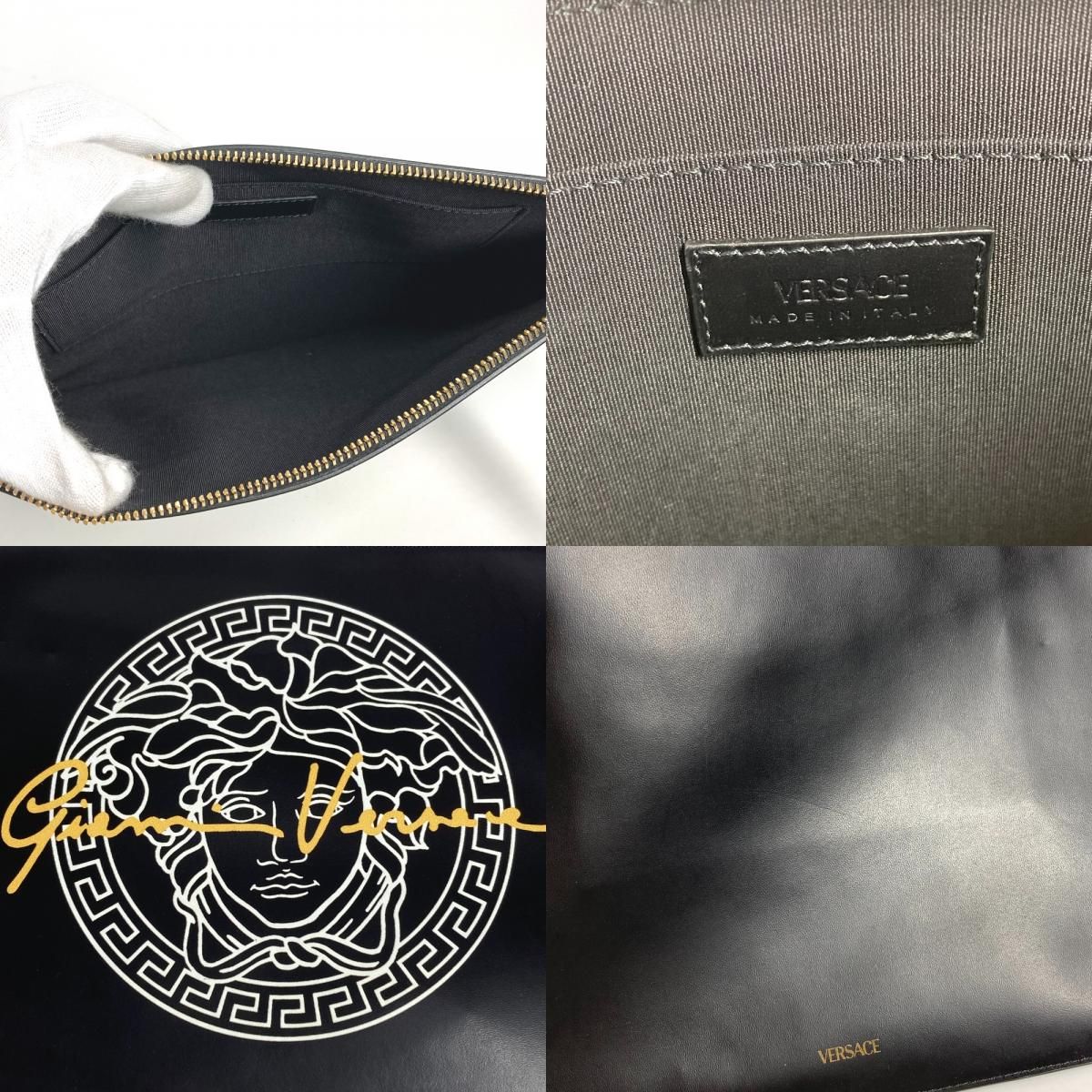 VERSACE ヴェルサーチ クラッチバッグ メデューサ レザー ブラック
